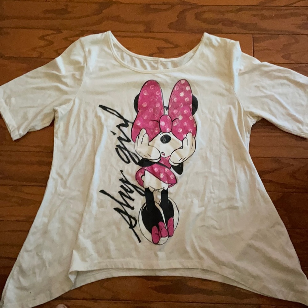 minnie mouse shirt flowy and flares out at bottom